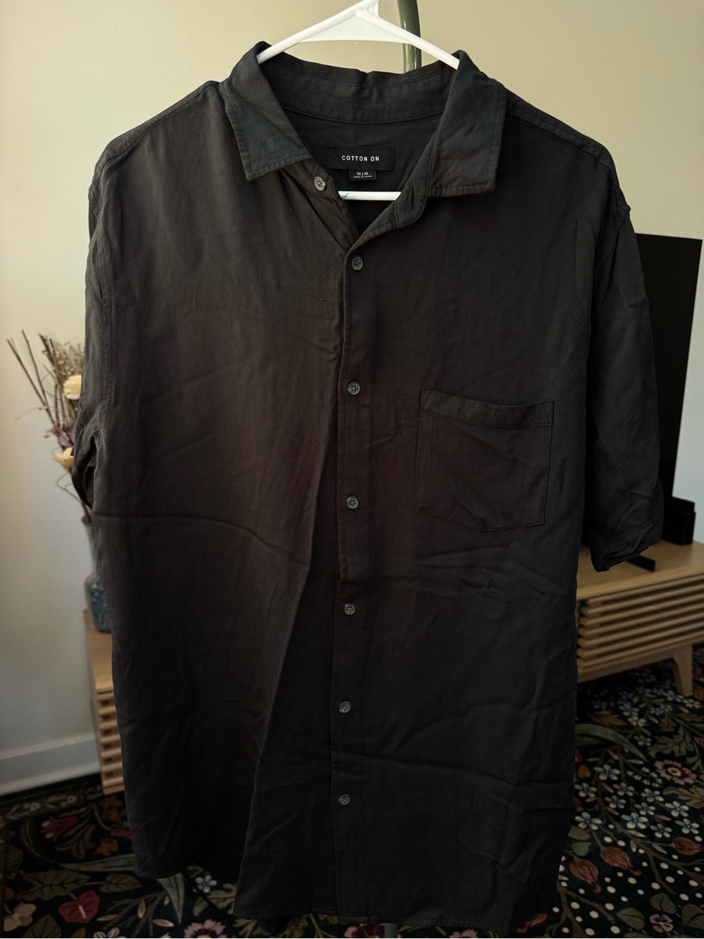 Cotton On Black Short Sleeve Casual Button-Down Shirt